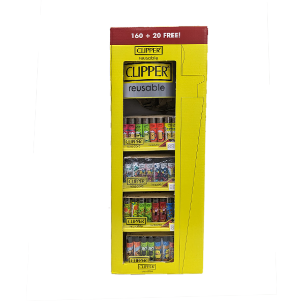 Clipper CP11RH 4 Tier Comboshape CDU 160 + 20 Mixed Design Lighters - CL3I128UKH Clipper CP11RH 4 Tier Comboshape CDU 160 + 20 Mixed Design Lighters - CL3I128UKH