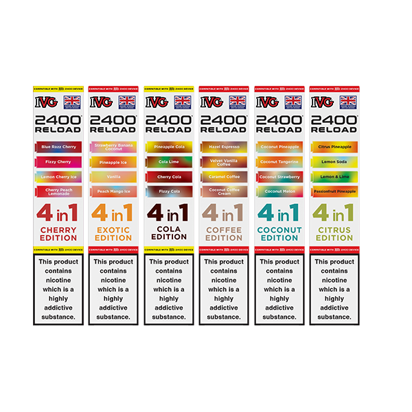 20mg IVG 2400 Reload Multi Edition Prefilled Pods 2ml 2400 Puffs - 4 Pcs