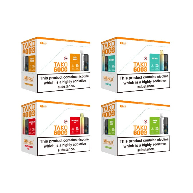 5 x 20mg Sikary Tako SP6000 Prefilled Pod Vape Kit 30000 Puffs - (1 Free Kit With Every Box Of 5)