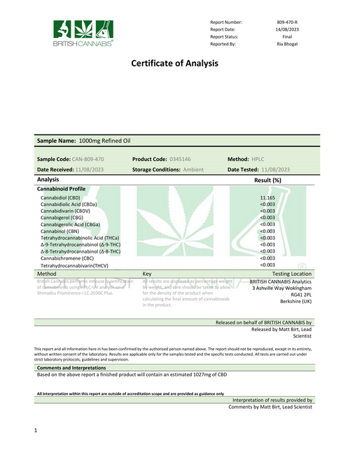 Hempura 1000mg CBD Broad Spectrum Oil with terpenes - 10ml