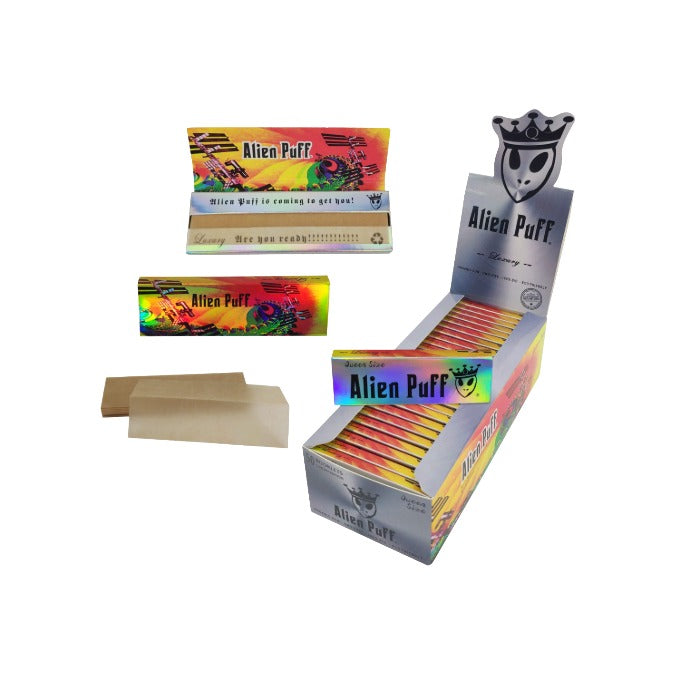 62 Alien Puff Luxury Pack Queen Size 70mm Brown Rolling Papers - 50 Booklets (HP2105)