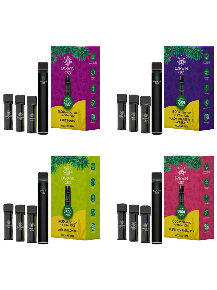 1800mg Darwin CBD + CBG 4 in 1 Pod Vape Kit 2500 Puffs