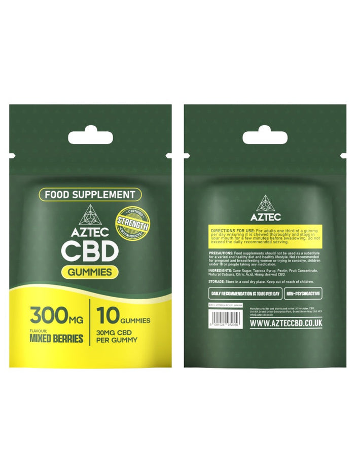300mg Aztec CBD Gummies Mixed Berries - 10 Pcs