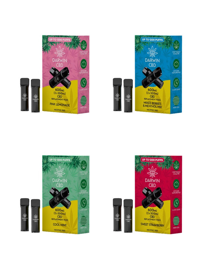600mg Darwin CBD Prefilled Replacement Pods 1200 Puffs - 2 Pcs