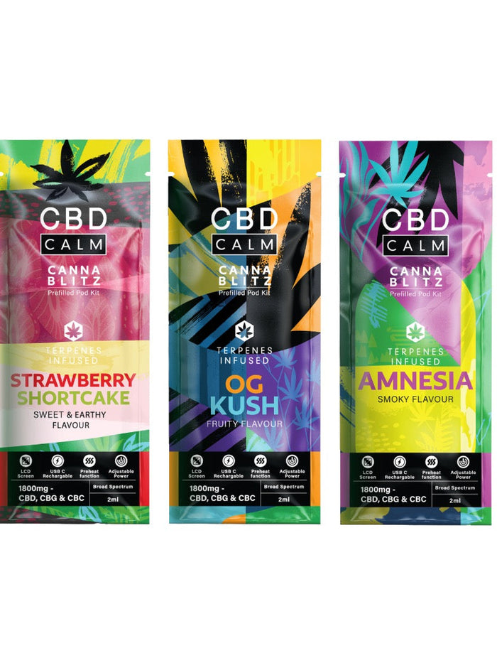 CBD Calm CANNABLITZ 1800mg CBD + CBG + CBC Prefilled Pod Vape Kit