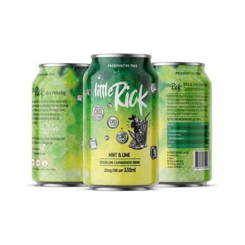 24 x Little Rick Drink 32mg CBD (+CBG) Sparkling 330ml Mint & Lime