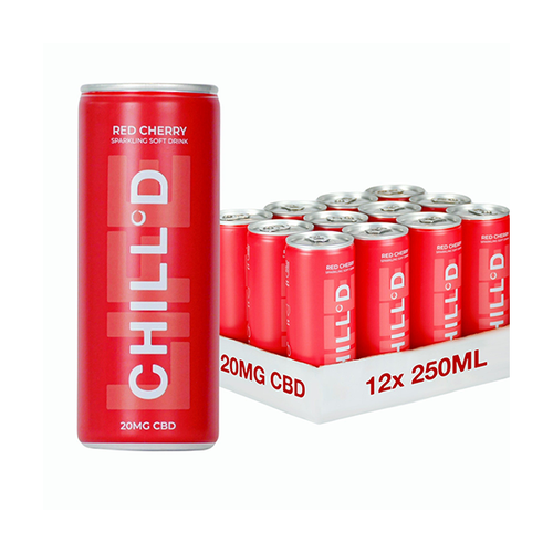 12 x CHILL°D 20mg CBD Sparkling Drink 250ml Red Cherry