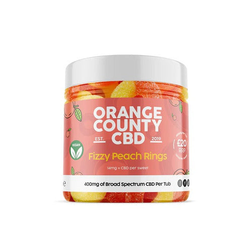 Orange County CBD 1200mg CBD Fizzy Peach Rings - Small Tub